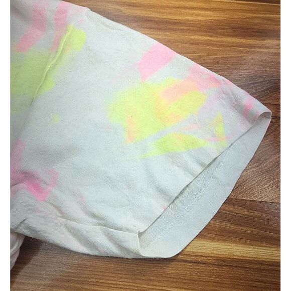 Vintage Signal Mega Tee Cropped Tie Dye Shirt Women's Neon Pink Yellow Crazy 90s - Picture 6 of 10